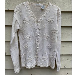 White Knit Cardigan, Size M
